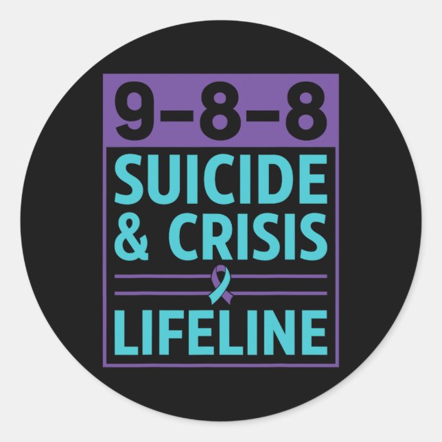 988 Suicide And Crisis Lifeline Suicide Prevention Classic Round Sticker (Front)