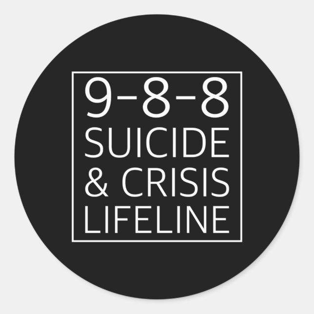 988 Suicide Awareness Crisis Lifeline 988 Classic Round Sticker (Front)