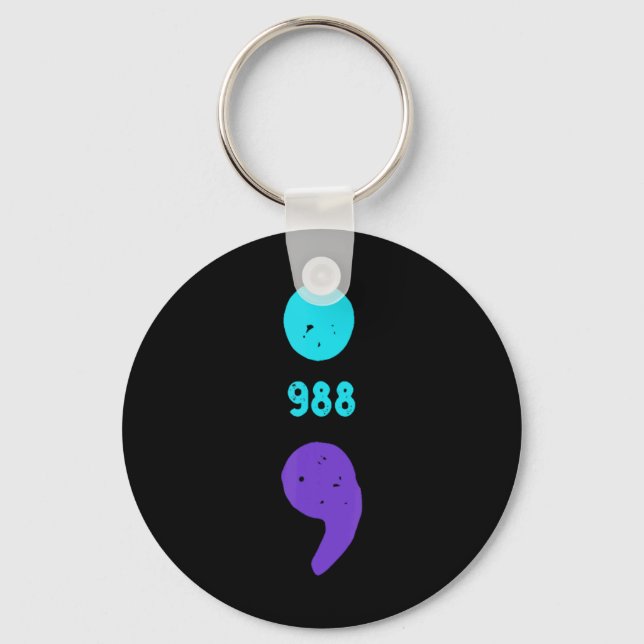 988 Suicide Prevention 988 Comma  Key Ring (Front)