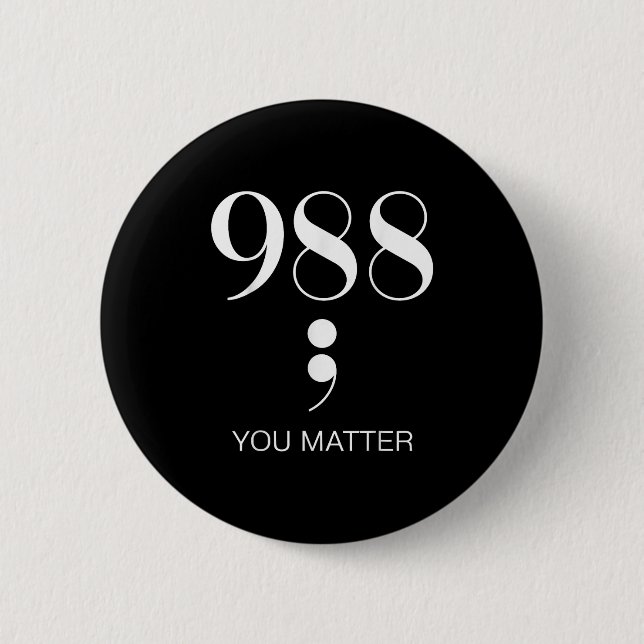 988 Suicide Prevention Awareness  6 Cm Round Badge (Front)