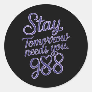 988 Suicide Prevention Awareness  Classic Round Sticker