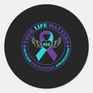 988 Suicide Prevention Awareness Semi-colon Mental Classic Round Sticker