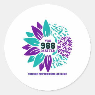 988 Suicide Prevention Awareness Semi-colon You  Classic Round Sticker
