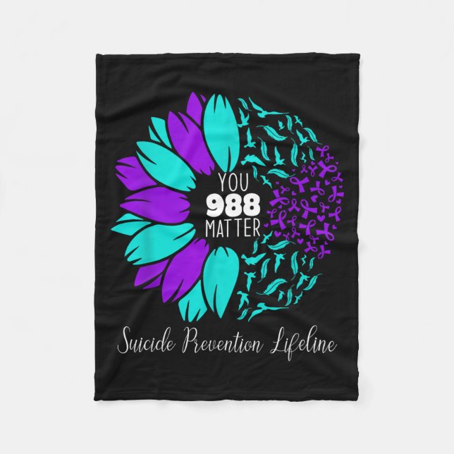 988 Suicide Prevention Awareness Semi-colon You  Fleece Blanket (Front)