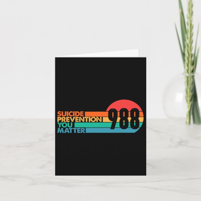 988 Suicide Prevention Lifeline 988 Awareness 988  Card (Front)