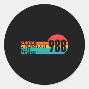988 Suicide Prevention Lifeline 988 Awareness 988 Classic Round Sticker