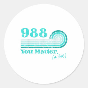 988 Suicide Prevention Mental Health Awareness Ret Classic Round Sticker