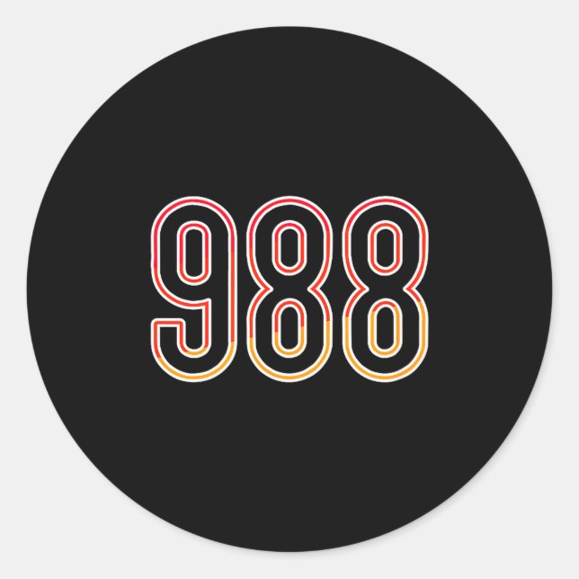 988 Tee Suicide Prevention Hotline Health Awarenes Classic Round Sticker (Front)