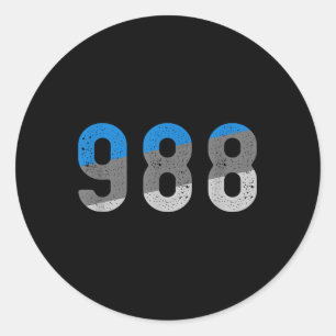 988 Tee Suicide Prevention Hotline Health Awarenes Classic Round Sticker