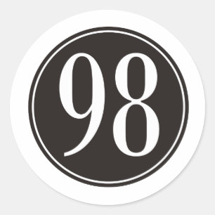 #98 Black Circle Classic Round Sticker