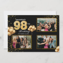 98 th Birthday Gold Silver Black Balloons