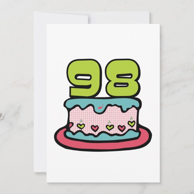 98 Year Old Birthday Cake Card (Front)