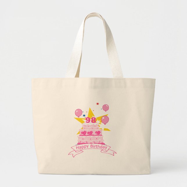 98 Year Old Birthday Cake Large Tote Bag (Front)