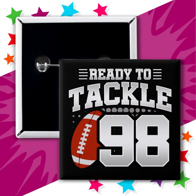 98 Year Old Tackle Football Party 98th Birthday 15 Cm Square Badge (Creator Uploaded)