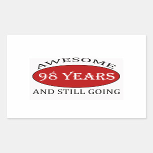98 years old birthday designs rectangular sticker