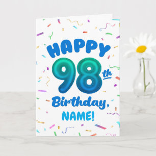 98th Balloon Number Custom Name Birthday Card