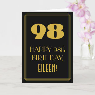 98th Birthday ~ Art Deco Inspired Look "98" & Name Card