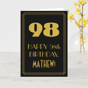 98th Birthday – Art Deco Inspired Look "98" & Name Card