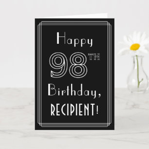 98th Birthday: Art Deco Style # 98 & Custom Name Card