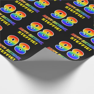 98th Birthday: Bold, Fun, Simple, Rainbow 98 Wrapping Paper