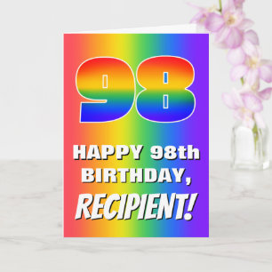 98th Birthday: Colourful, Fun Rainbow Pattern # 98 Card