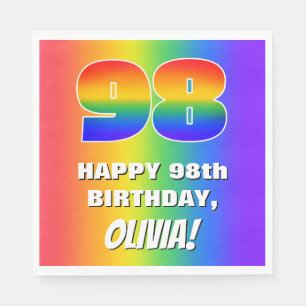 98th Birthday: Colourful, Fun Rainbow Pattern # 98 Napkin