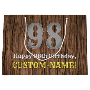 98th Birthday: Country Western Inspired Look, Name Large Gift Bag
