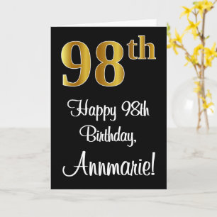 98th Birthday ~ Elegant Luxurious Faux Gold Look # Card