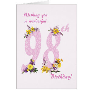 98th Birthday Flower Decorated Numbers