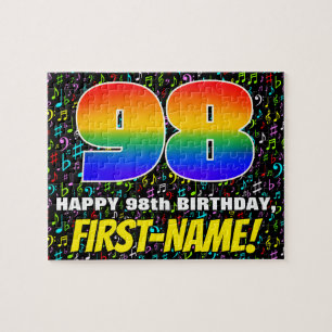 98th Birthday — Fun, Colourful Music Symbols & “98 Jigsaw Puzzle
