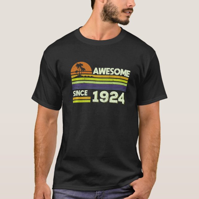 98th Birthday Men Women Awesome Since 1924 98 Year T-Shirt (Front)