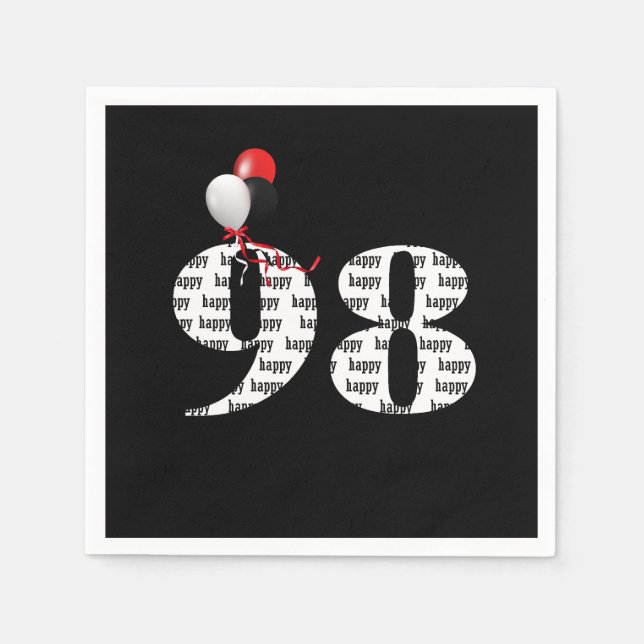 98th Birthday party balloons Napkin (Front)