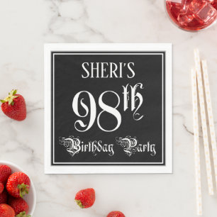 98th Birthday Party — Fancy Script + Custom Name Napkin
