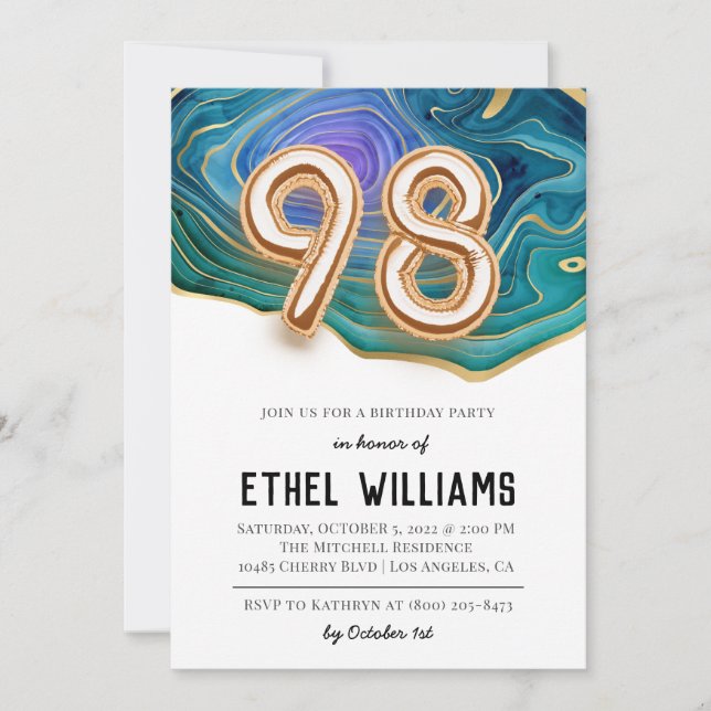 98th Birthday Party Invitation (Front)