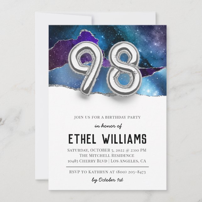 98th Birthday Party Invitation (Front)