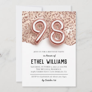 98th Birthday Party Invitation