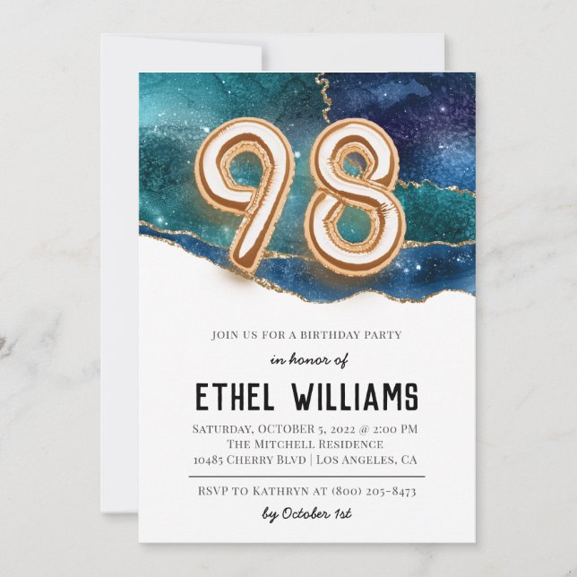 98th Birthday Party Invitation (Front)
