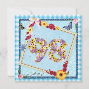 98th Birthday party Invitation flowers,butterflies