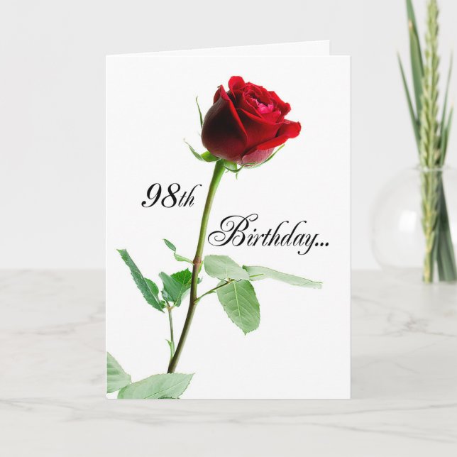 98th Birthday Red Rose Card (Front)