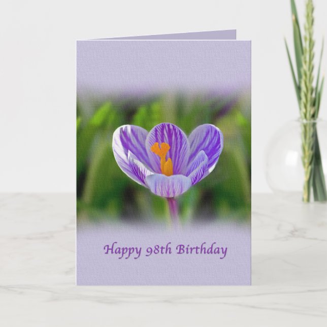 98th Birthday, Religious, Crocus Flower Card (Front)
