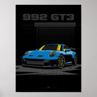 992 GT3 Blue illlustration art