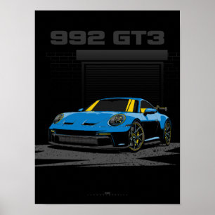 992 GT3 Blue illlustration art Poster