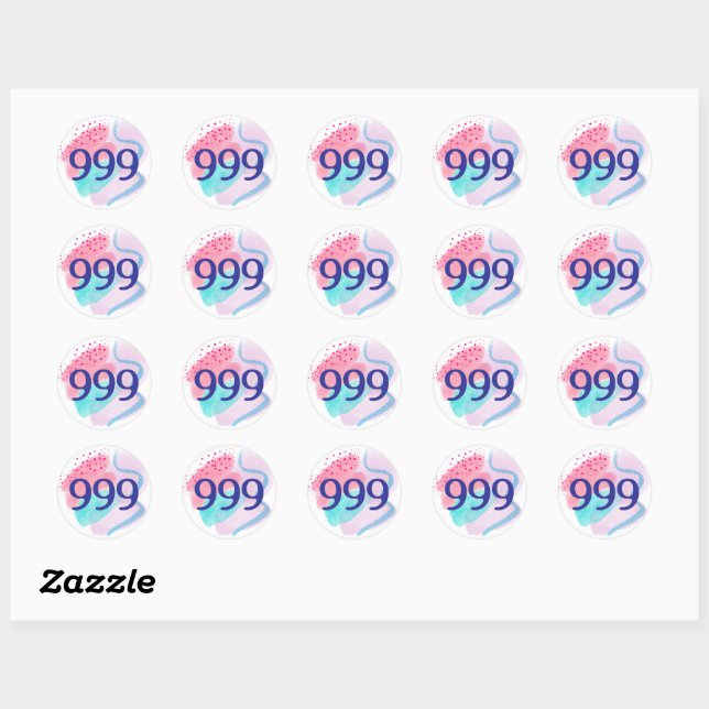 999 Angel Number Spiritual Rebirth Manifestation Classic Round Sticker (Sheet)