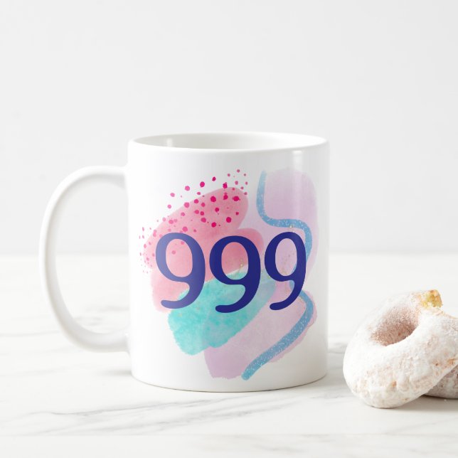 999 Angel Number Spiritual Rebirth Manifestation Coffee Mug (With Donut)