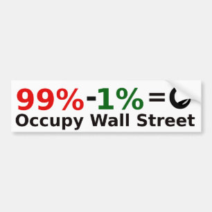 99% - 1% = Singularity, Occupy Wall Street Bumper Sticker