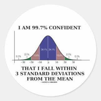 99.7% Confident Within 3 Standard Deviations Mean Classic Round Sticker