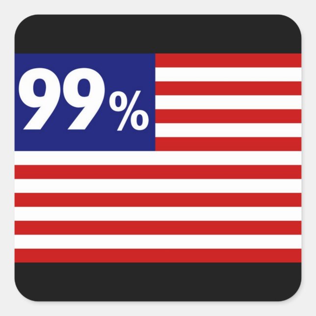 99 % American Flag - Occupy Wall Street Square Sticker (Front)