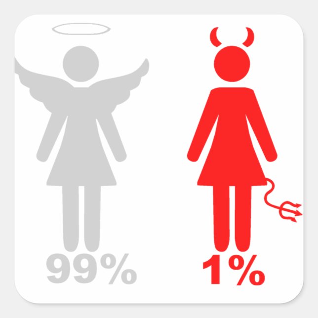 99% Angel 1% Devil Woman Square Sticker (Front)