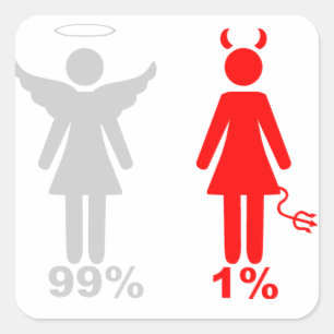 99% Angel 1% Devil Woman Square Sticker