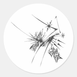 99 Black White Abstract Tribal Tattoo Art Classic Round Sticker